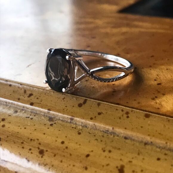 Natural Smoky Quartz Sterling Silver Infinity Ring Size 7 - Picture 8 of 9